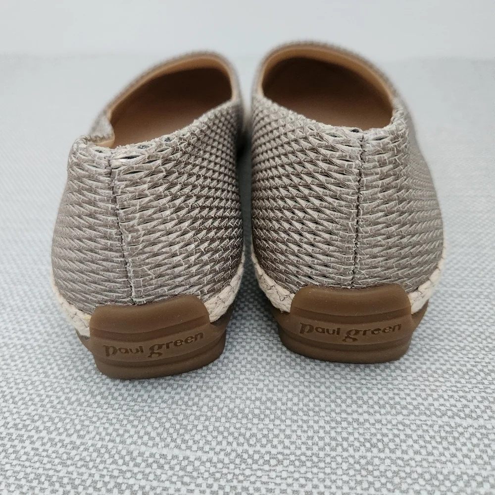 Paul Green Layla beige diamond embossed leather espadrille loafer Aus 4 US 5.5